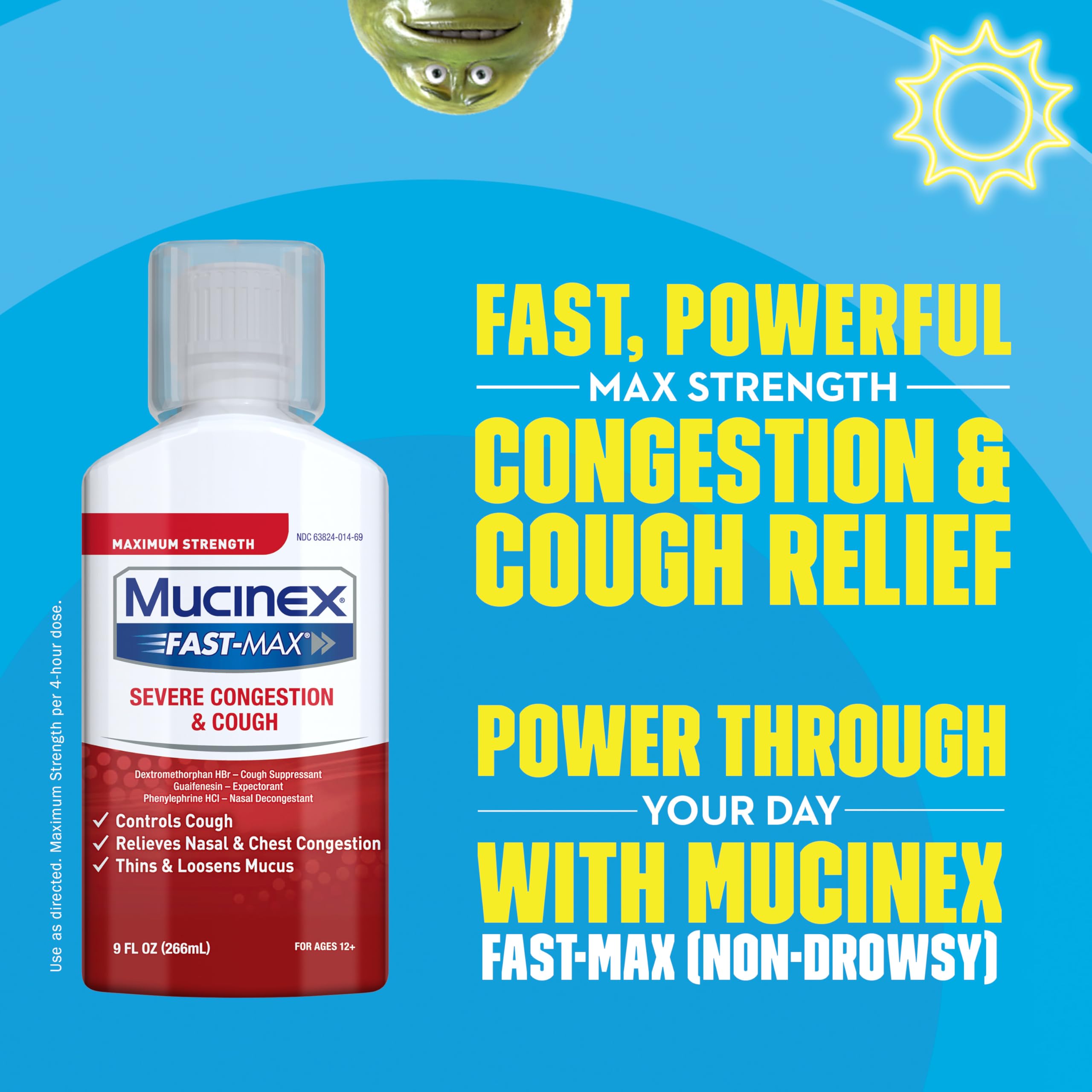 Congestion and Cough Liquid, Mucinex Fast-Max Severe Congestion and Cough Liquid, 9 fl.oz, Fast Acting Maximum Strength Formula Relieves Nasal & Chest Congestion, Controls Cough, Thins & Loosens Mucus - Image 5