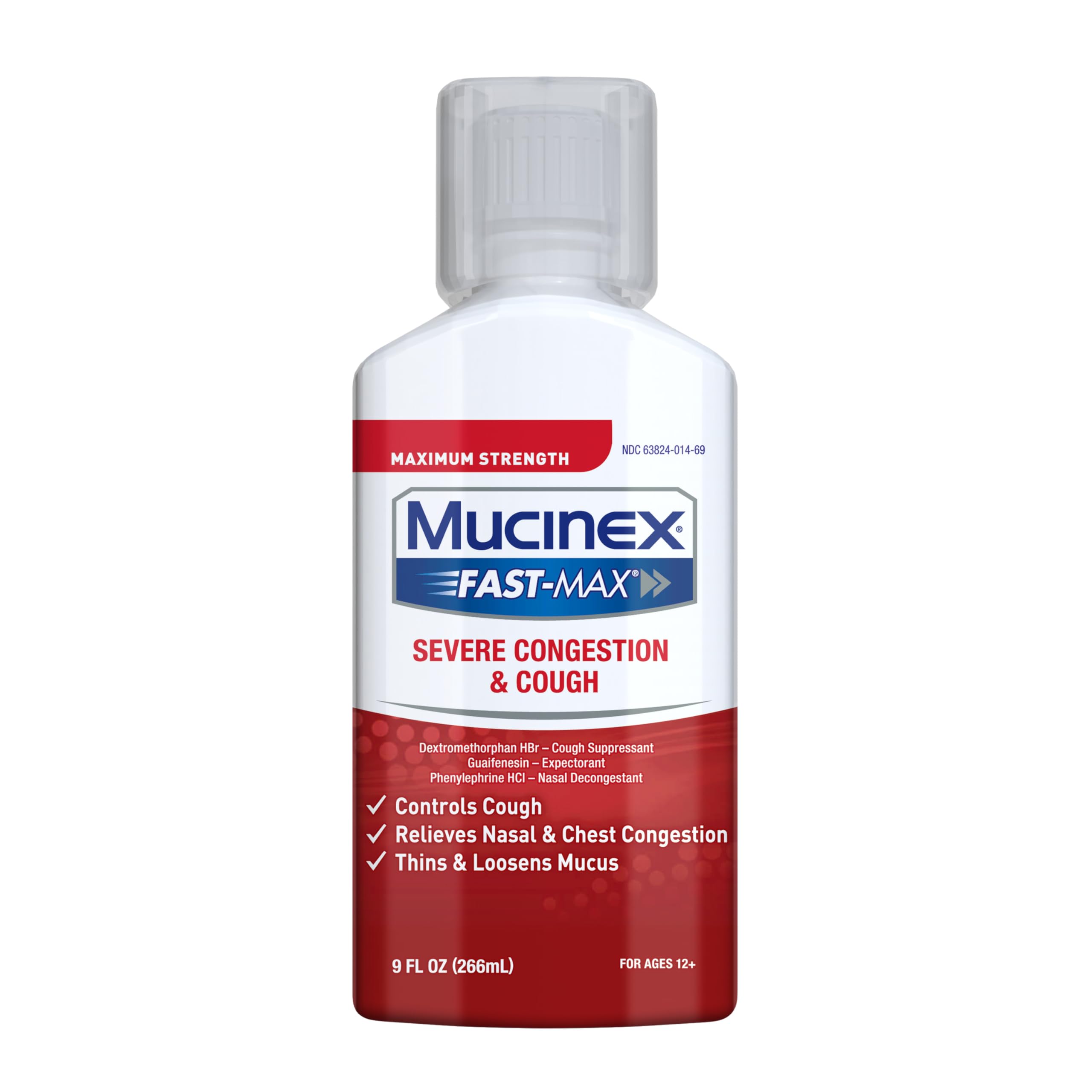 Congestion and Cough Liquid, Mucinex Fast-Max Severe Congestion and Cough Liquid, 9 fl.oz, Fast Acting Maximum Strength Formula Relieves Nasal & Chest Congestion, Controls Cough, Thins & Loosens Mucus - Image 6
