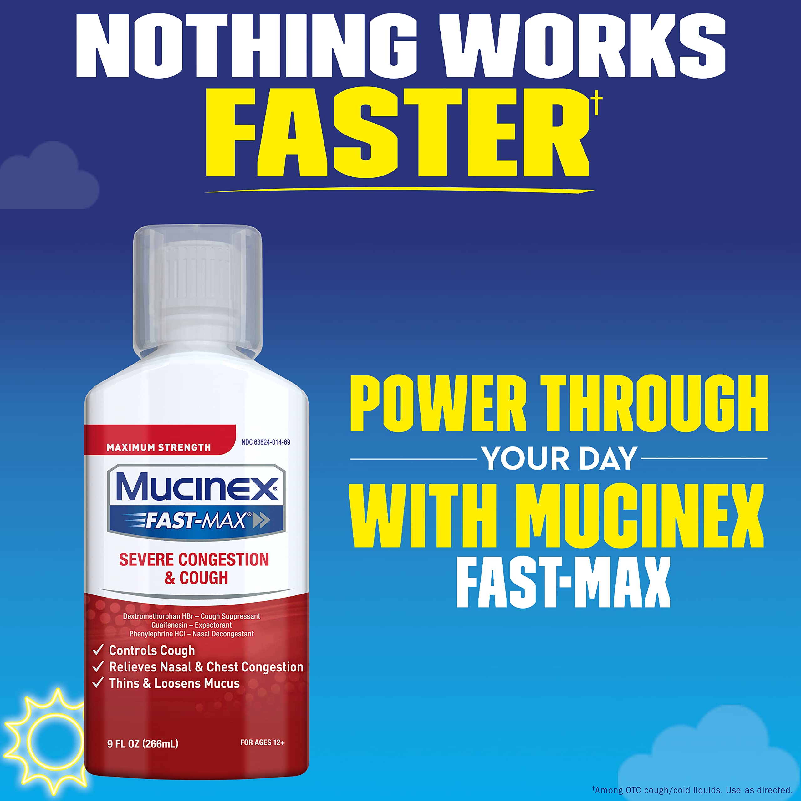 Congestion and Cough Liquid, Mucinex Fast-Max Severe Congestion and Cough Liquid, 9 fl.oz, Fast Acting Maximum Strength Formula Relieves Nasal & Chest Congestion, Controls Cough, Thins & Loosens Mucus - Image 7