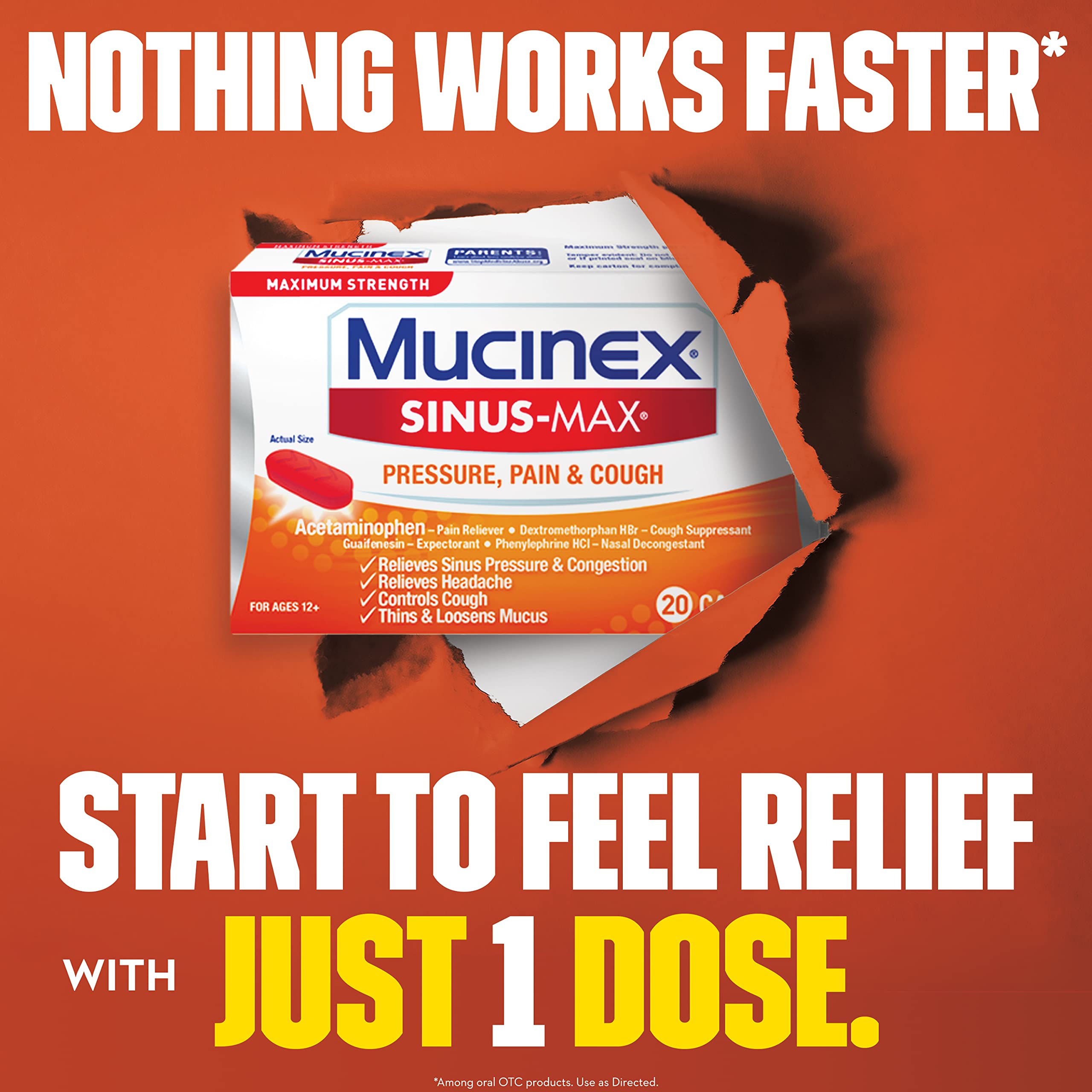 Maximum Strength Mucinex Sinus-Max Pressure, Pain & Cough Caplets, 20 ct - Image 7