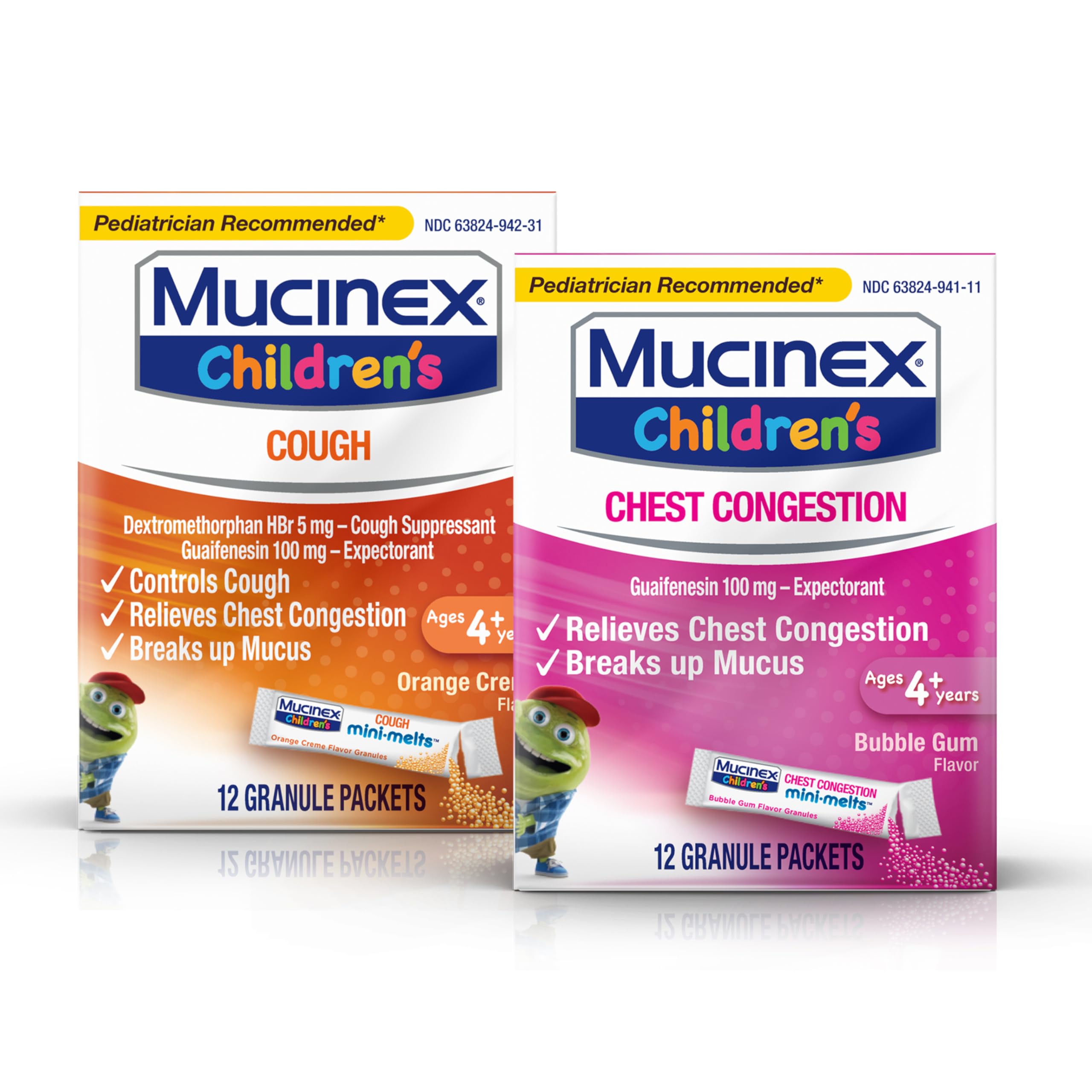 Mucinex Children's Chest Congestion Expectorant and Cough Suppressant Mini-Melts, Orange Cream, 12 Count (Packaging May Vary) - Image 13