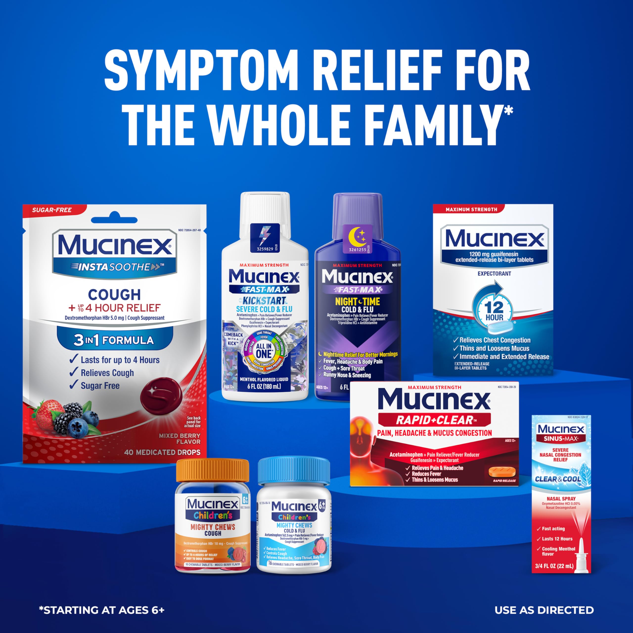 Mucinex Children's Mighty Chews Cold and Flu Medicine, Easy to Dose Children's Acetaminophen & Dextromethorphan, Kids Cough Medicine, Ages 6+, Mixed Berry Flavor, 16 Medicated Chewable Tablets - Image 6