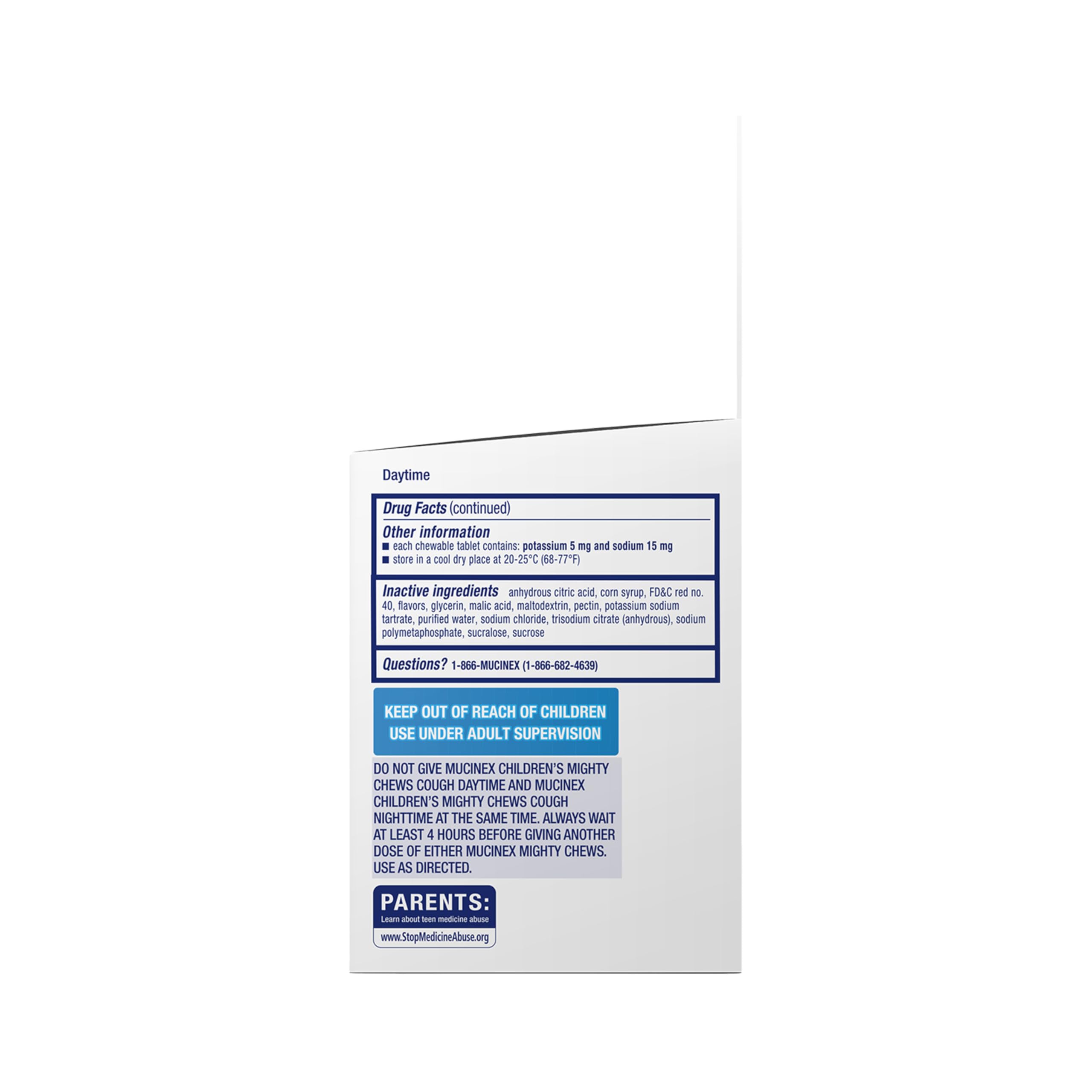 Mucinex Children's Mighty Chews Kids Cough Medicine Daytime And Nighttime Value Pack, Easy to Dose Cough Suppressant For Kids with Dextromethorphan, Mixed Berry Flavor, 32 Medicated Chewable Tablets - Image 10