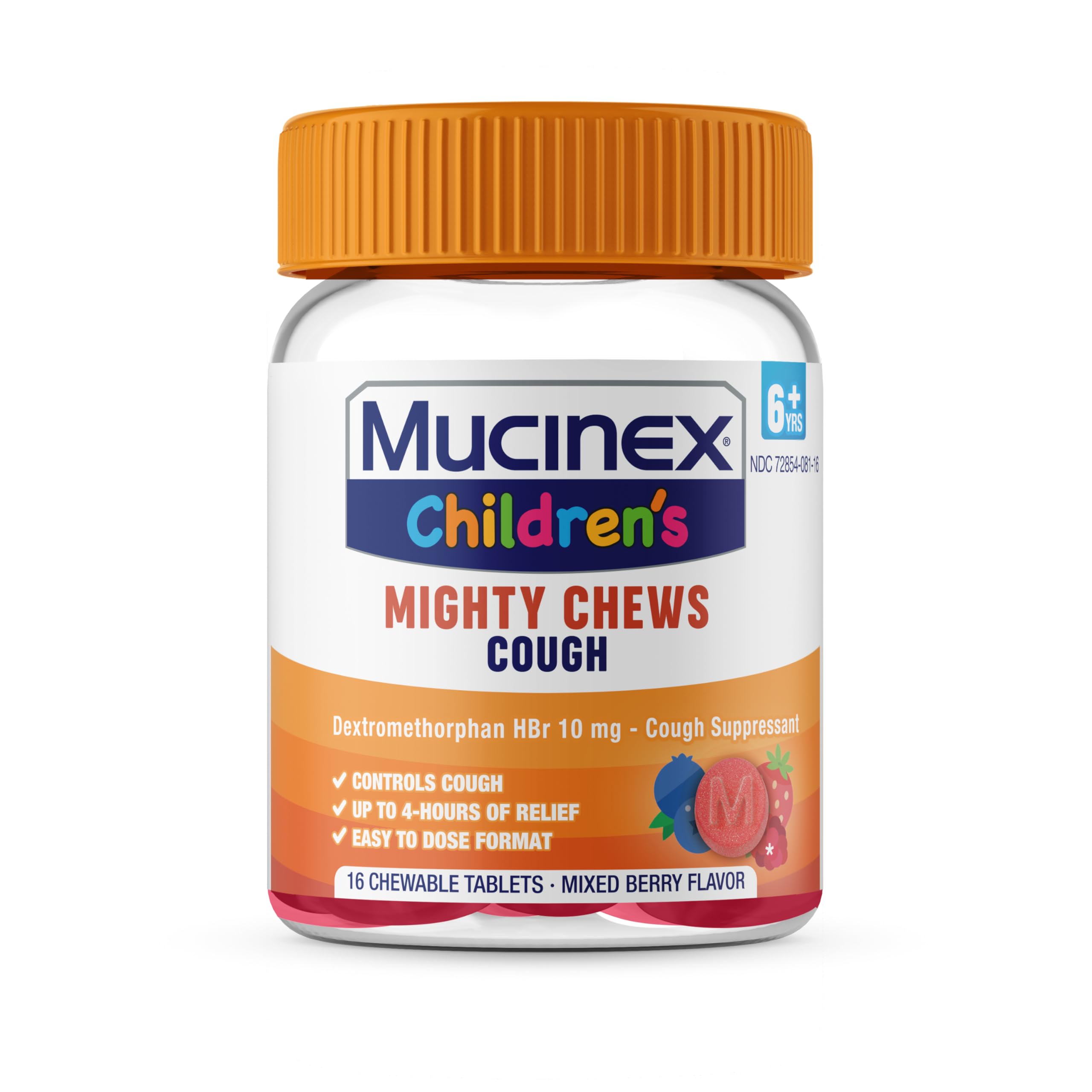 Mucinex Children's Mighty Chews Kids Cough Medicine Daytime And Nighttime Value Pack, Easy to Dose Cough Suppressant For Kids with Dextromethorphan, Mixed Berry Flavor, 32 Medicated Chewable Tablets - Image 12