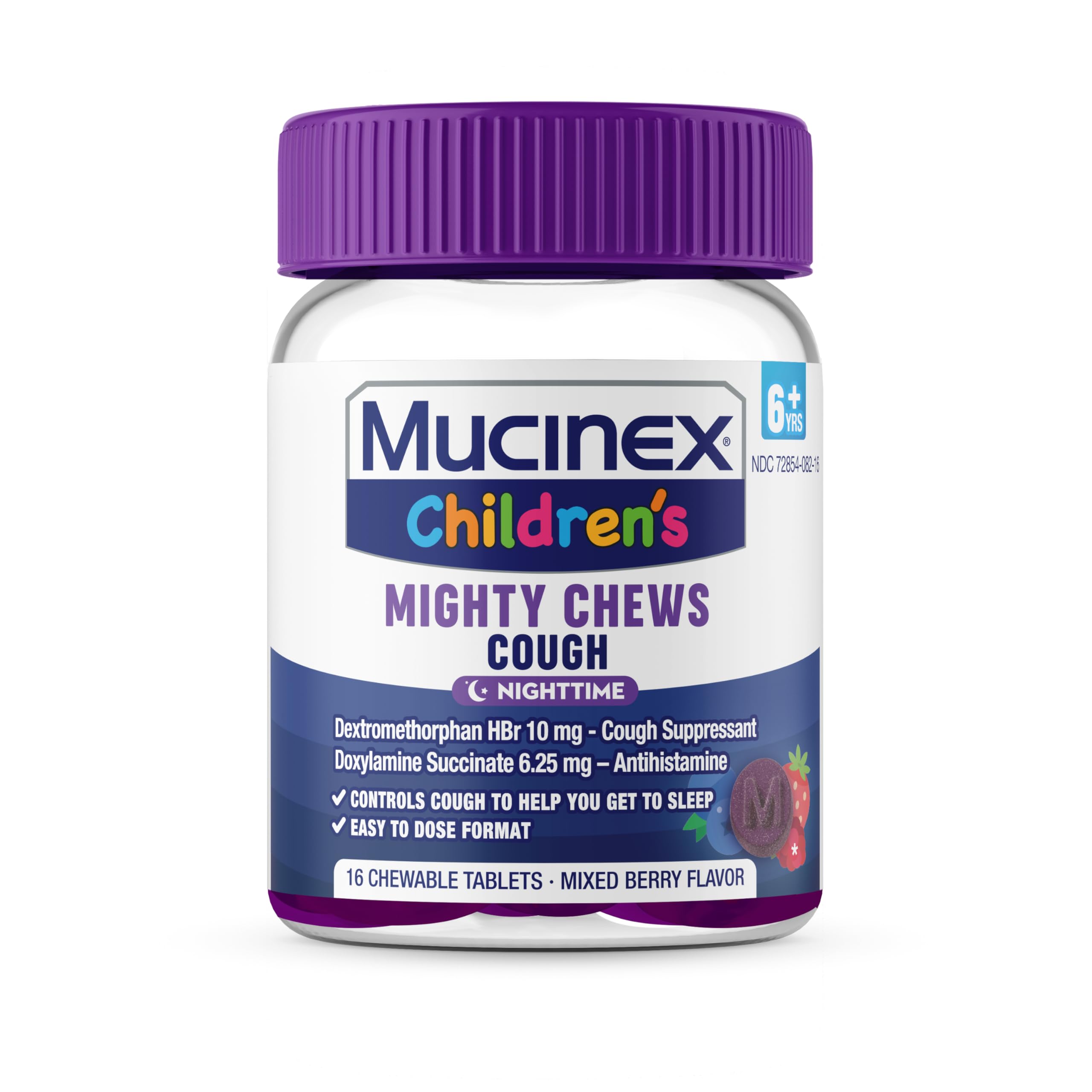Mucinex Children's Mighty Chews Kids Cough Medicine Daytime And Nighttime Value Pack, Easy to Dose Cough Suppressant For Kids with Dextromethorphan, Mixed Berry Flavor, 32 Medicated Chewable Tablets - Image 13