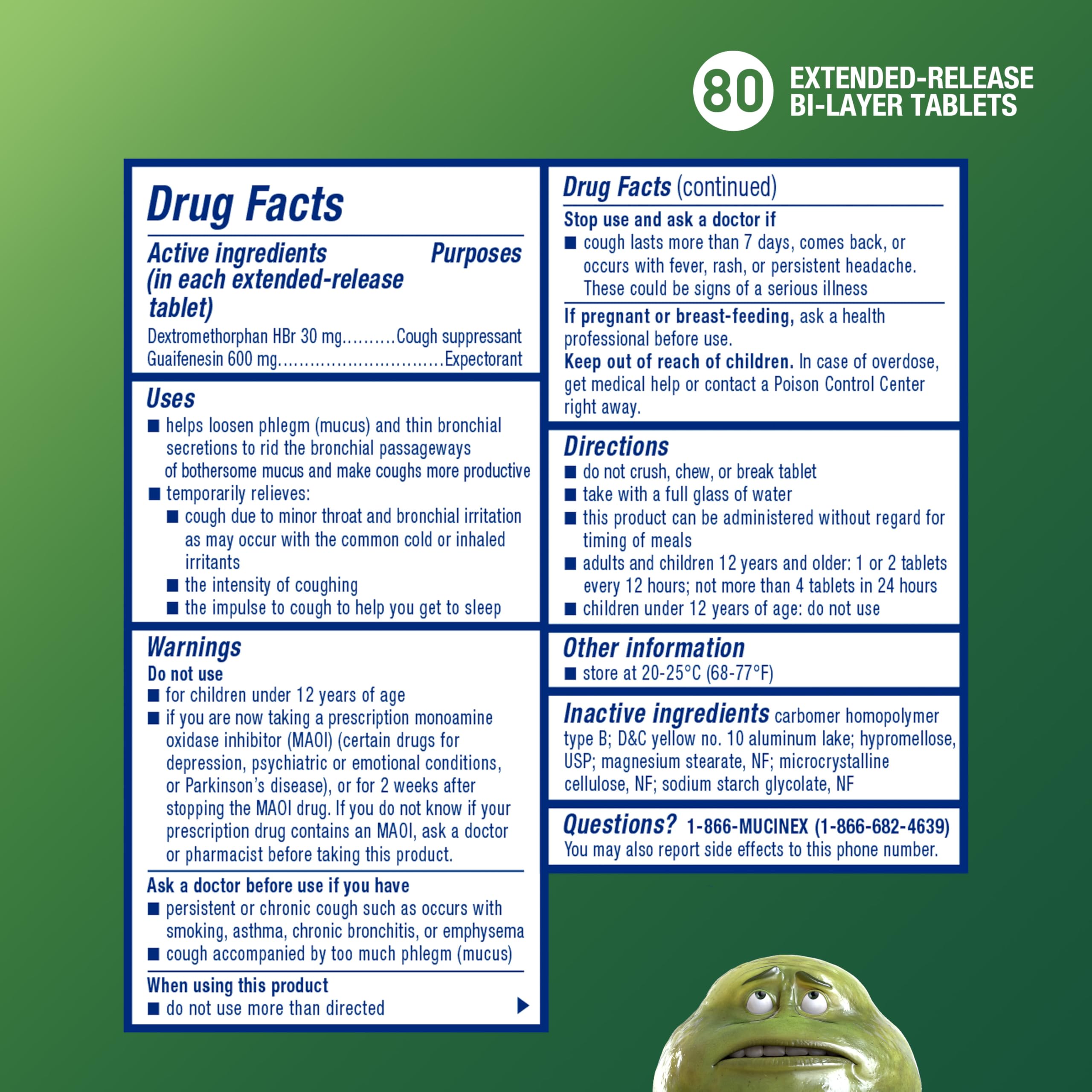 Mucinex DM 12Hr Chest Congestion & Cough Medicine for Adults, Cold and Cough Medicine for Excess Mucus Relief, 600 mg Guaifenesin & 30 mg Dextromethorphan HBr, 80 Bi-Layer Tablets - Image 6