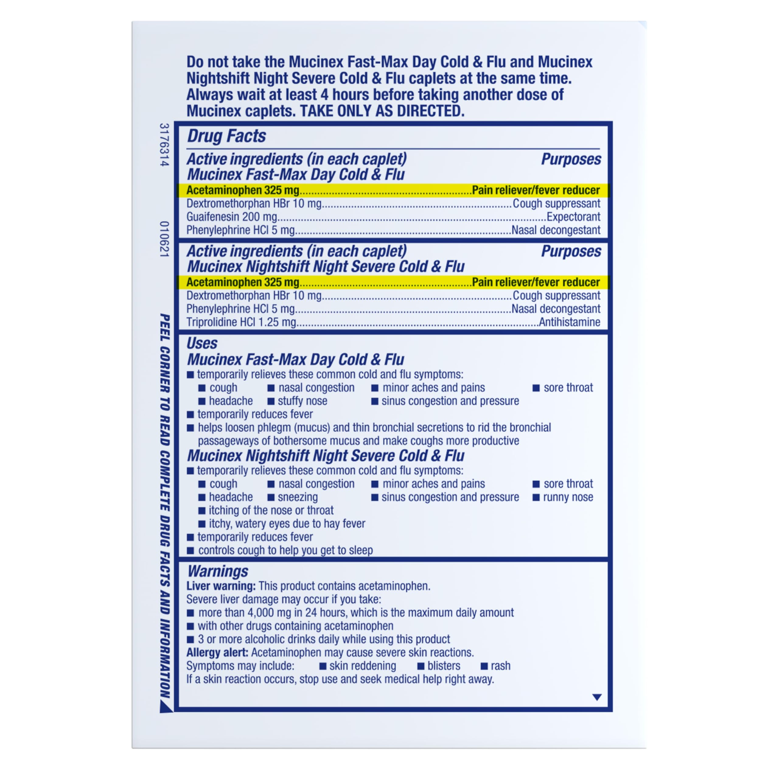Mucinex Fast-Max Day Cold and Flu & Nightshift Night Severe Cold and Flu Medicine for Adults, Day/Night Combo Pack for Fever, Sore Throat Relief, Decongestant, Cough & Cold Medicines, 40 Caplets - Image 14