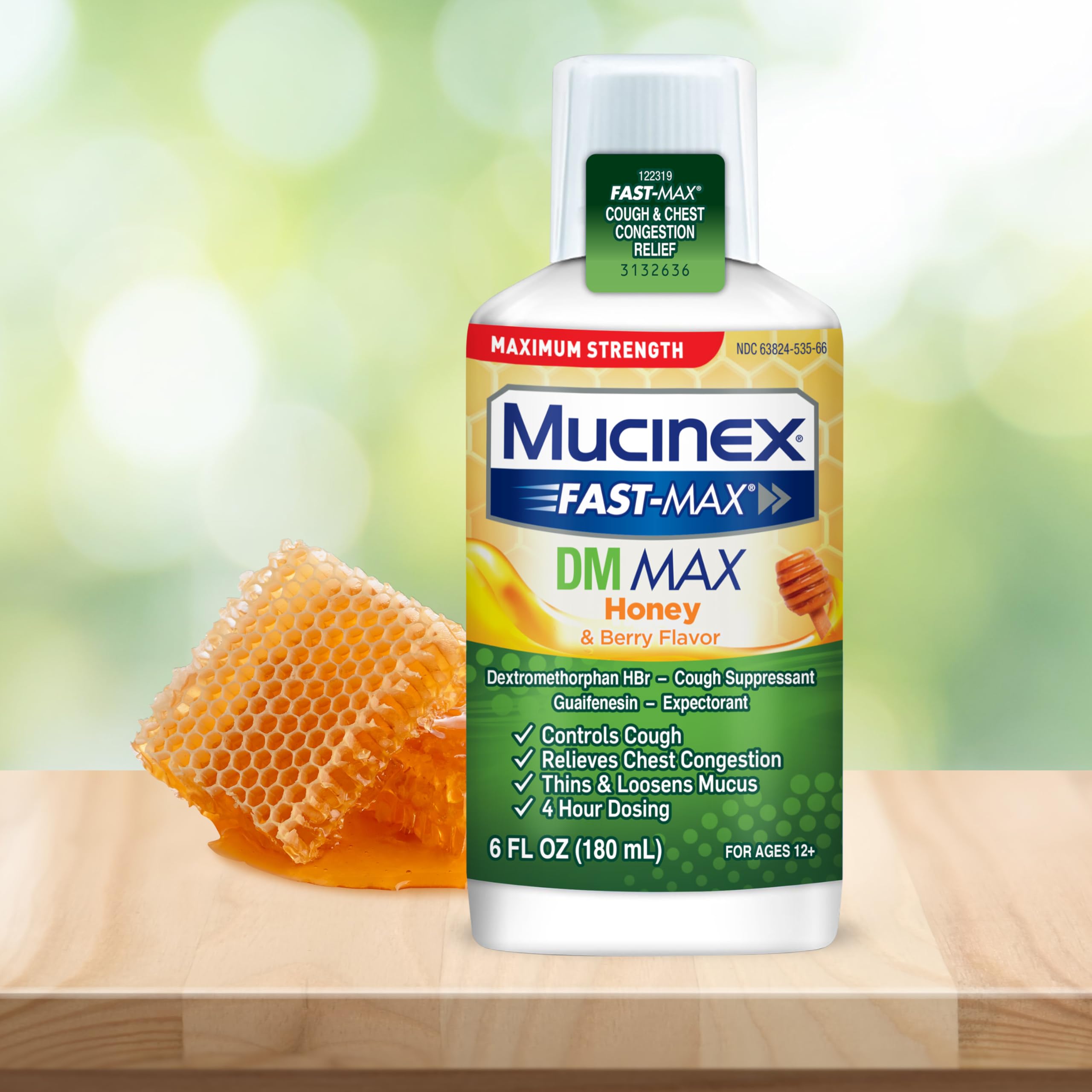 Mucinex Fast-Max Maximum Strength DM MAX, Symptom Relief, Cough Suppressant and Expectorant, Honey & Berry Flavor, 6 FL OZ - Image 11