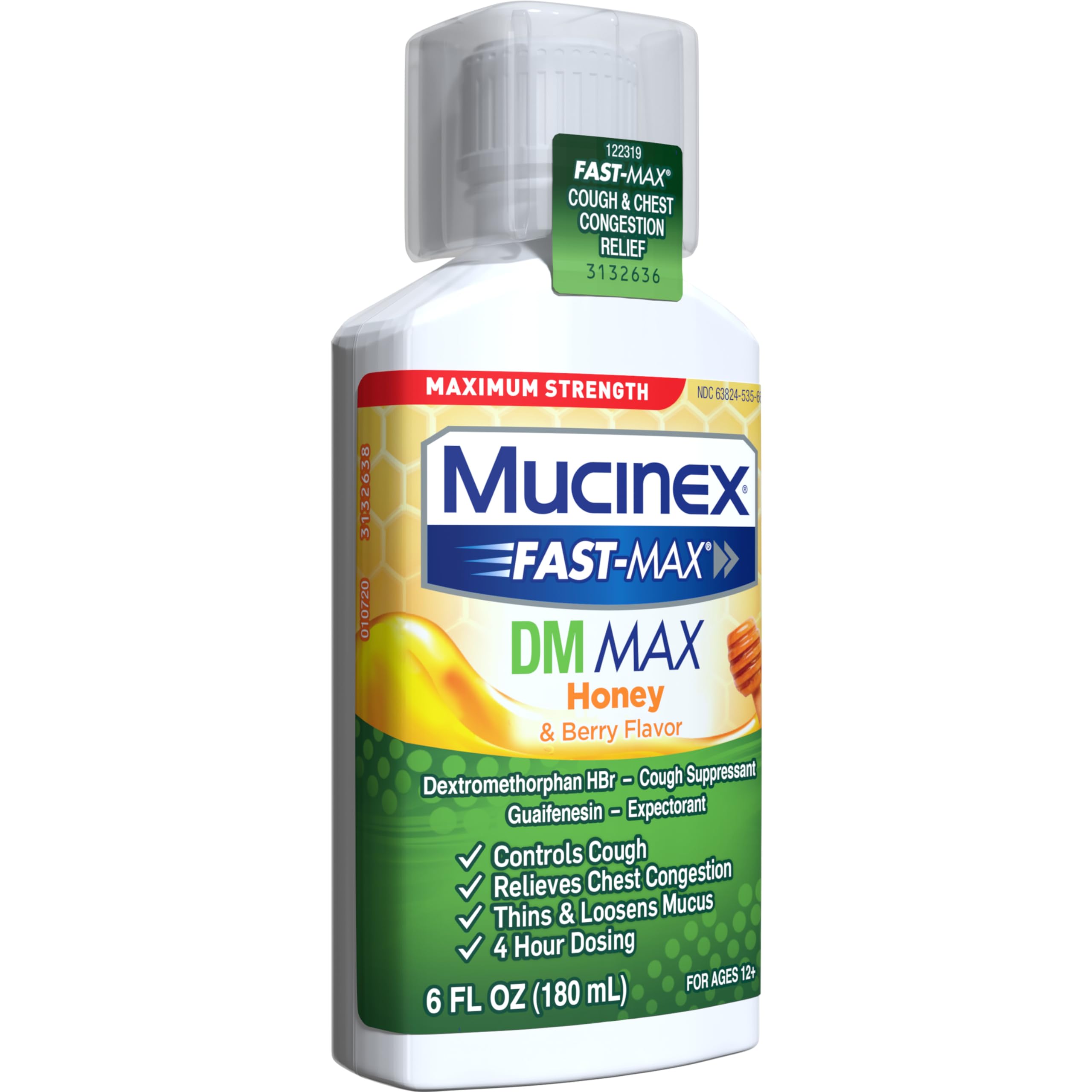 Mucinex Fast-Max Maximum Strength DM MAX, Symptom Relief, Cough Suppressant and Expectorant, Honey & Berry Flavor, 6 FL OZ - Image 16
