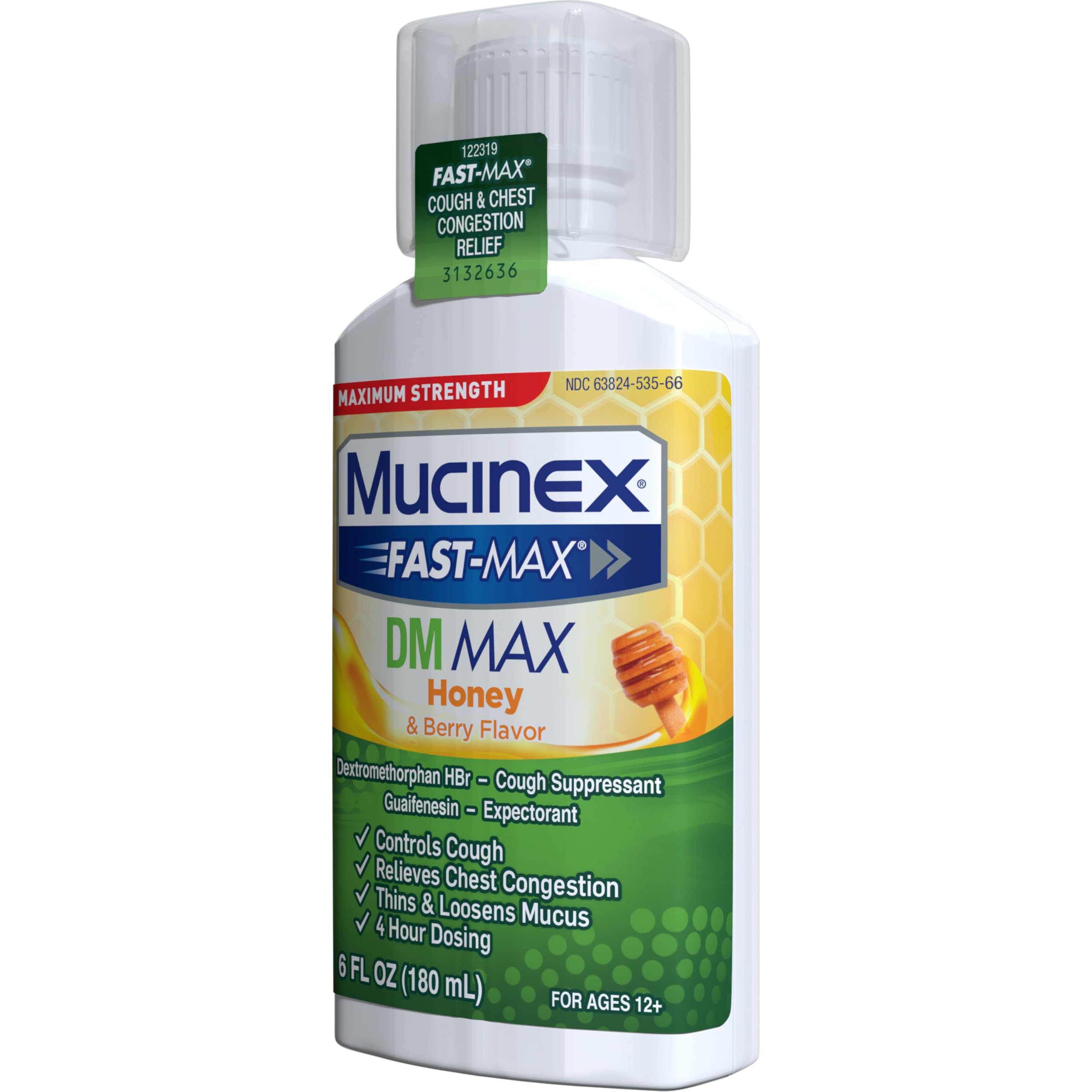 Mucinex Fast-Max Maximum Strength DM MAX, Symptom Relief, Cough Suppressant and Expectorant, Honey & Berry Flavor, 6 FL OZ - Image 17