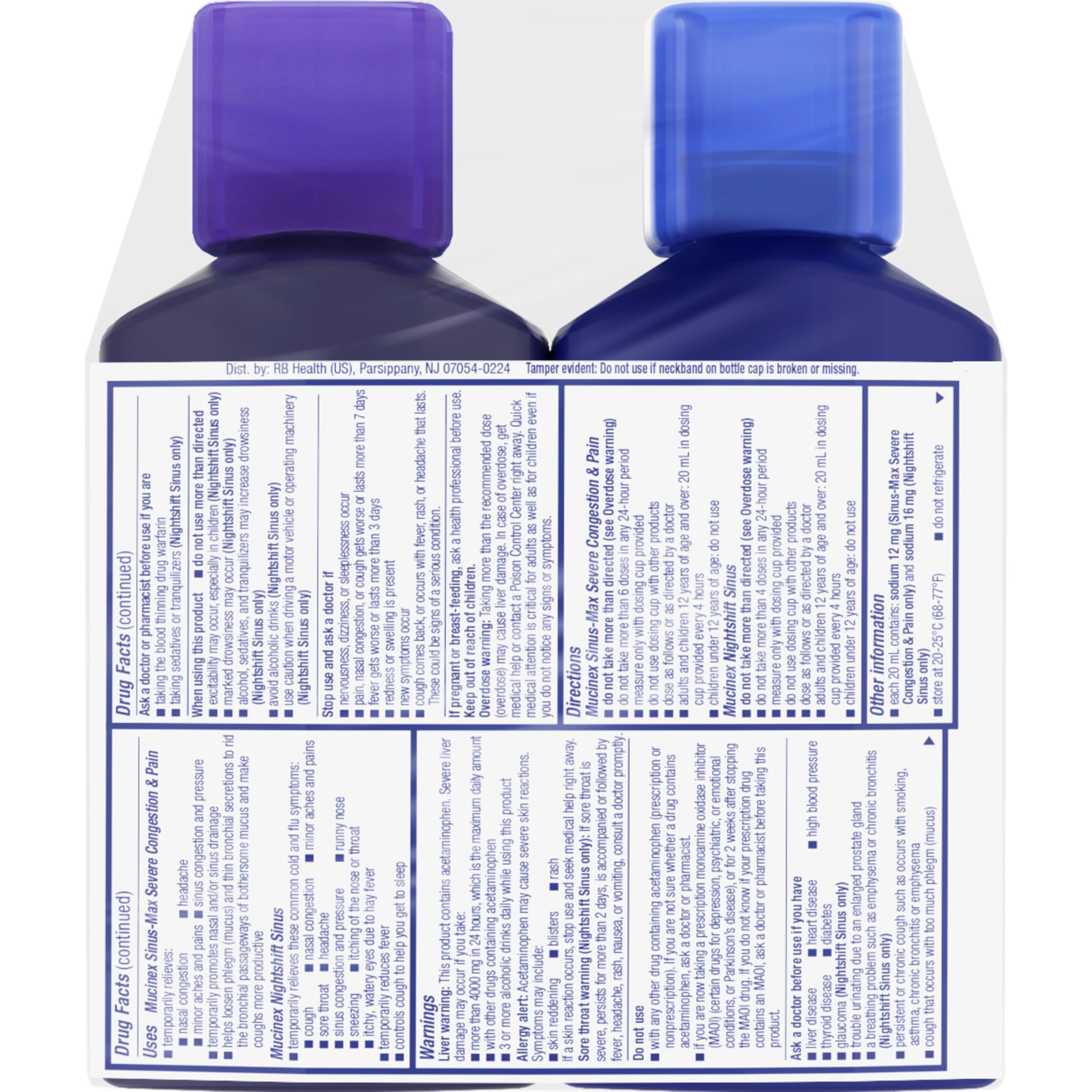 Mucinex Maximum Strength Sinus-Max Severe Congestion & Pain + Nightshift Sinus Liquid, Cold and Flu Medicine for Adults, Over-the-Counter Medication for Multi-Symptom Relief, 2x6 Fl Oz - Image 12