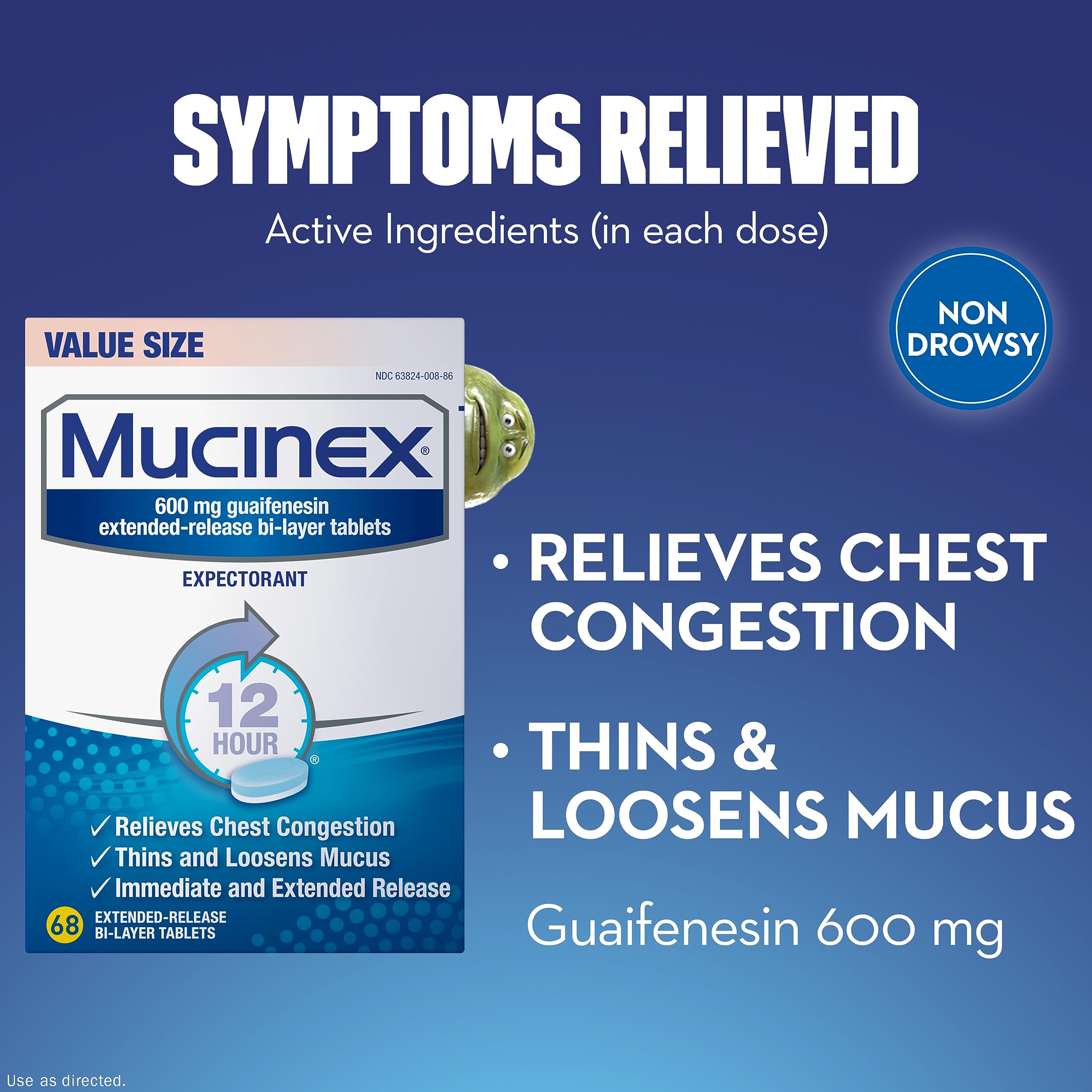Mucinex SE 12 Hour Chest Congestion Expectorant, Tablets, 68 Count - Image 3