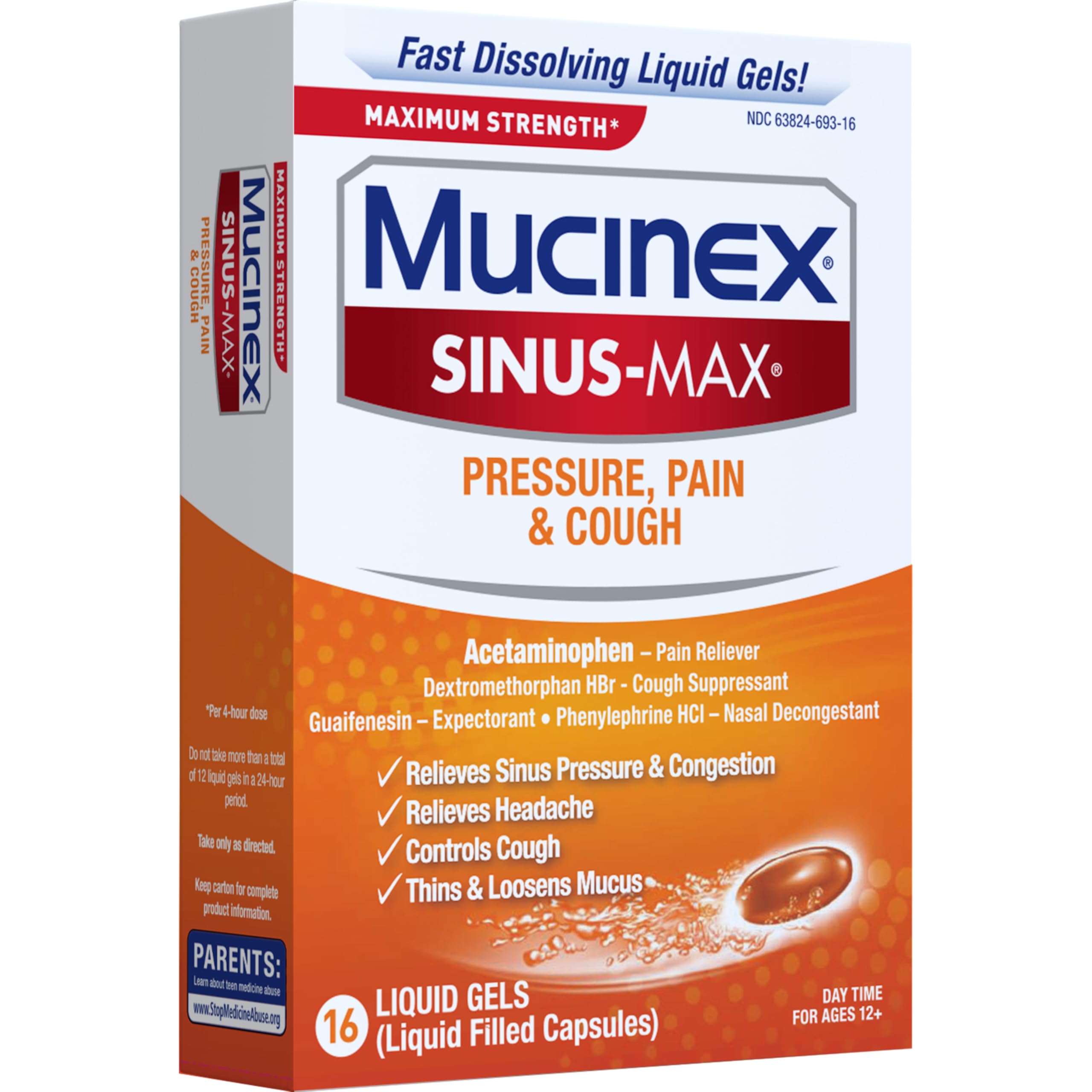 Mucinex Sinus-Max Liquid Gels for Severe Congestion Relief, 16 Count - Image 18