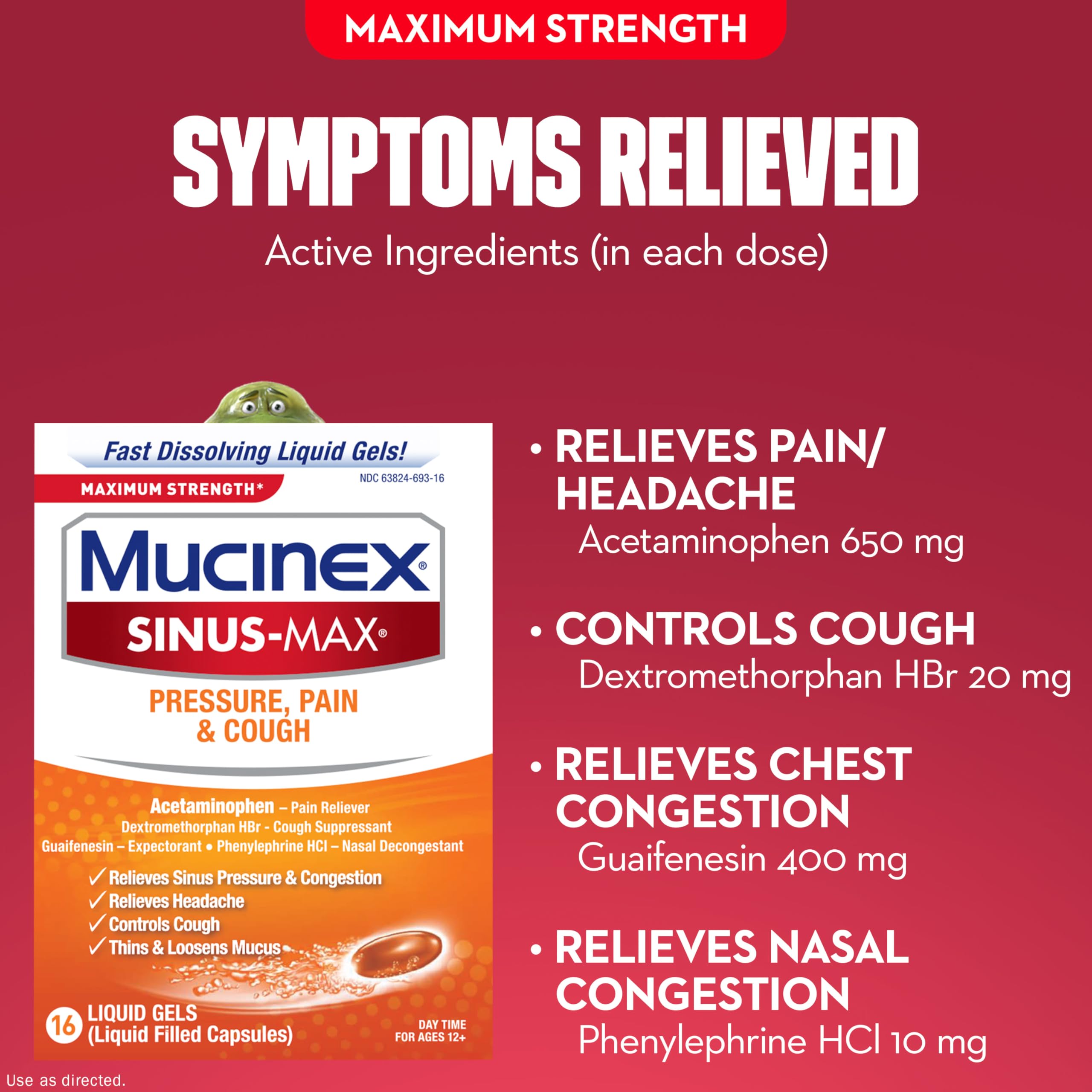 Mucinex Sinus-Max Liquid Gels for Severe Congestion Relief, 16 Count - Image 4