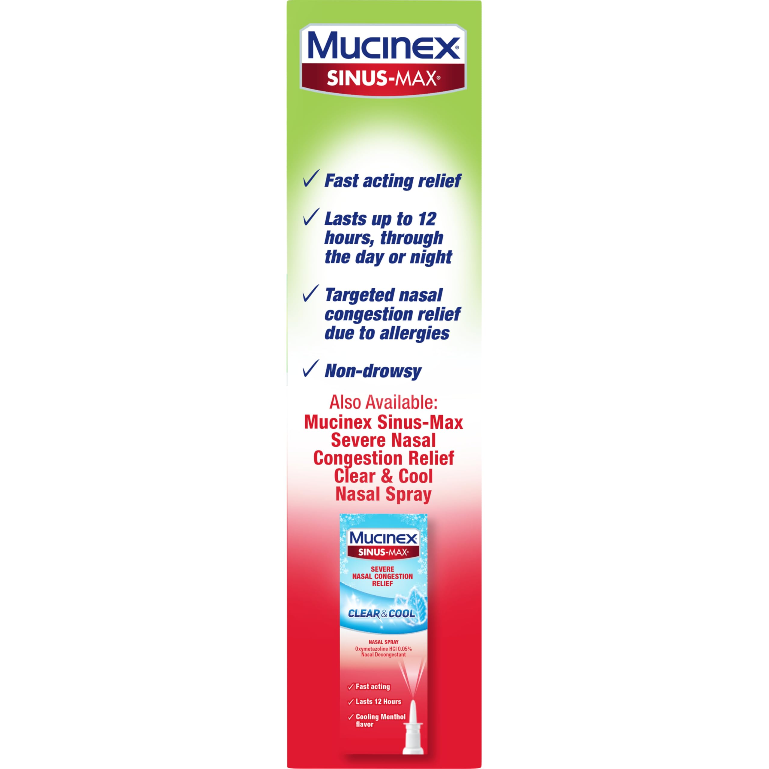 Mucinex Sinus-Max Severe Nasal Congestion Relief Sinus & Allergy Nasal Spray, 0.75 Fluid Ounce - Image 14