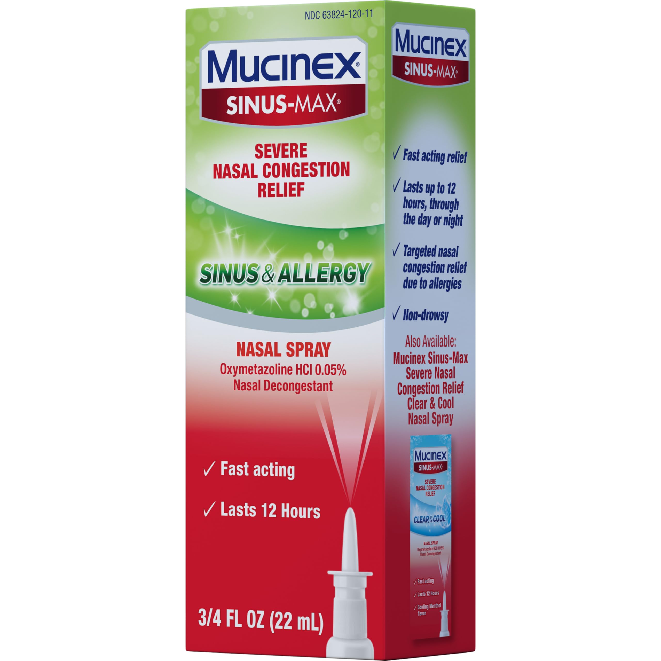 Mucinex Sinus-Max Severe Nasal Congestion Relief Sinus & Allergy Nasal Spray, 0.75 Fluid Ounce - Image 18