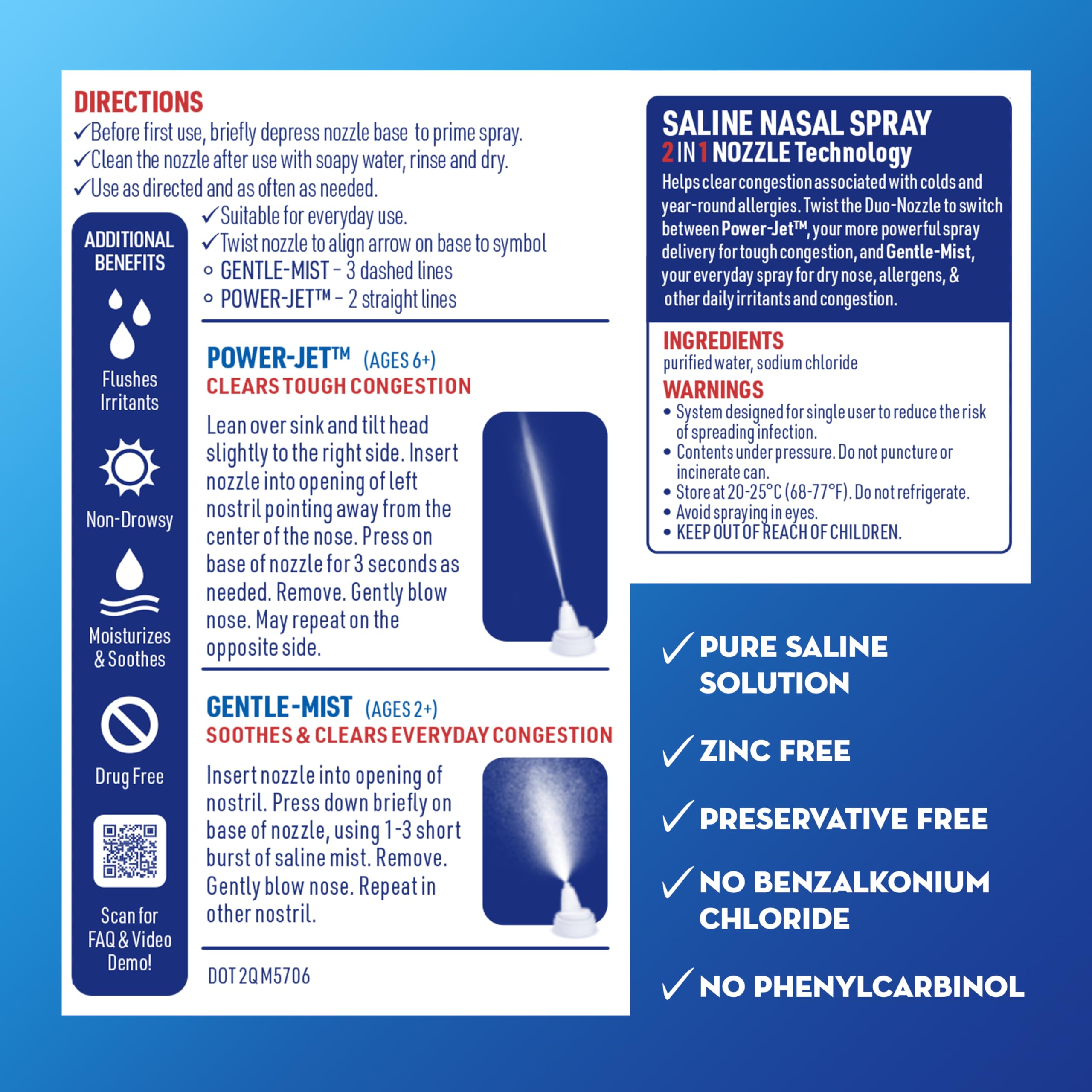 Mucinex Sinus Saline Nasal Spray & Sinus Rinse, Drug-Free, Additive Free, Non-Drowsy Nasal Irrigation with 2-in-1 Jet + Mist Spray Nozzle for Cold & Allergy Season, 4.5oz - Image 6