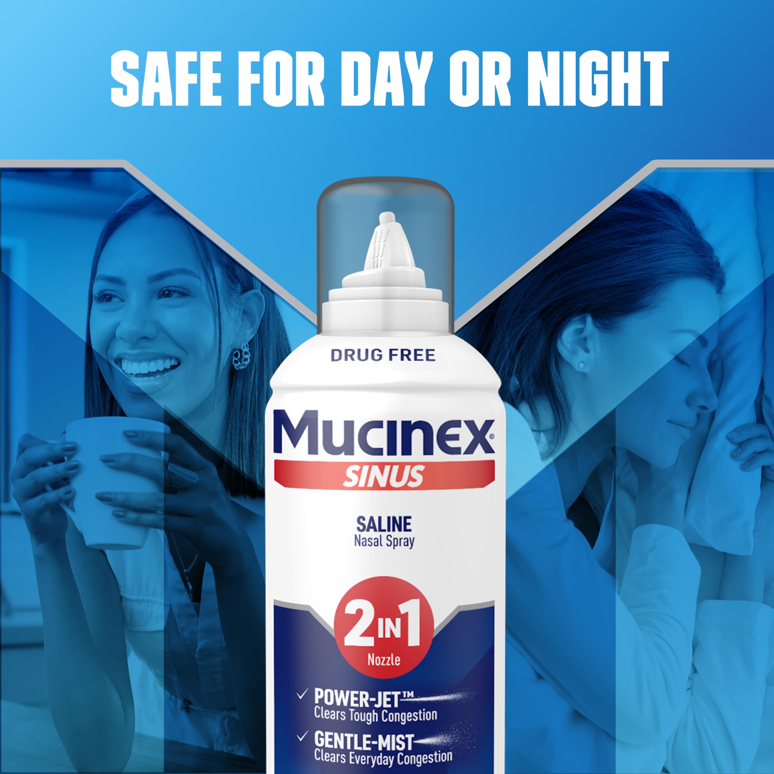 Mucinex Sinus Saline Nasal Spray & Sinus Rinse, Drug-Free, Additive Free, Non-Drowsy Nasal Irrigation with 2-in-1 Jet + Mist Spray Nozzle for Cold & Allergy Season, 4.5oz - Image 8